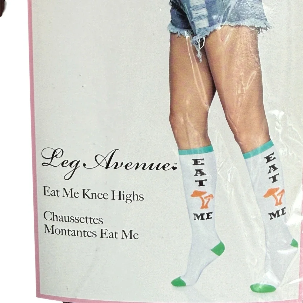 Leg Avenue Womens Knee High Socks OS Eat Me Mushroom Trippy Festival Whimsical